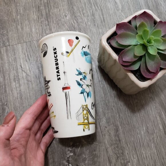 Starbucks Canada Double Wall Ceramic Coffee Tumbler Mug 2016 - Picture 3 of 7